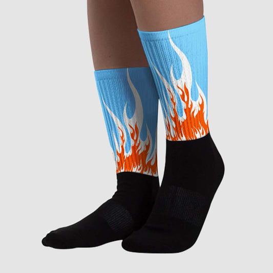 Dunk Low Futura University Blue DopeSkill Sublimated Socks FIRE Graphic