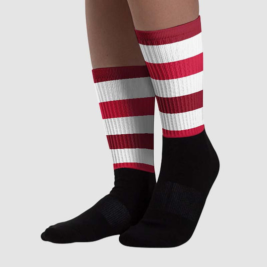 85 Metallic Burgundy 1s DopeSkill Sublimated Socks Horizontal Stripes Graphic