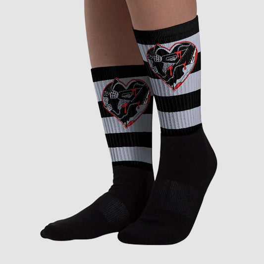 Bred Reimagined 4s DopeSkill Sublimated Socks Horizontal Stripes Graphic