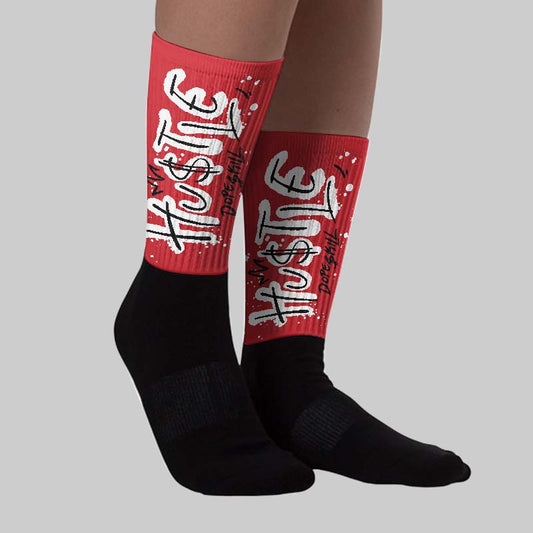 Fire Red “Black Tongue” 5s DopeSkill Sublimated Sock Hustle Graphic