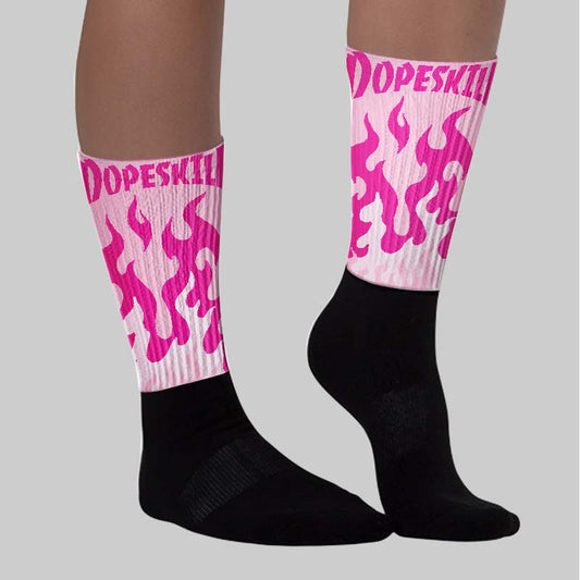 Triple Pink Dunk Low Sublimated Socks FIRE Graphic