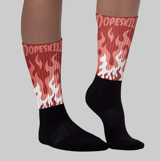 Dune Red 13s DopeSkill Sublimated Socks FIRE Graphic