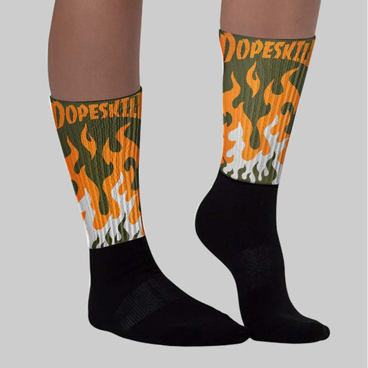 Olive 5s DopeSkill Sublimated Socks FIRE Graphic