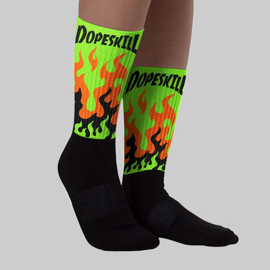 Neon Green Collection DopeSkill Sublimated Socks FIRE Graphic