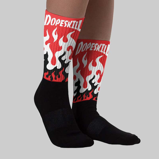 AJ 13 Chicago True Red Cherry DopeSkill Sublimated Sock FIRE Graphic