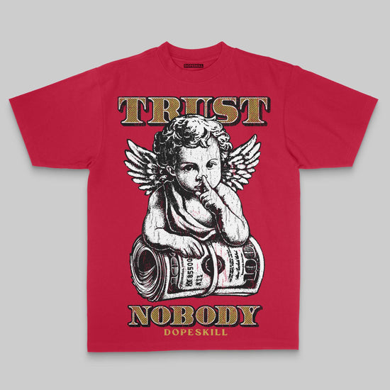 Red Oversize Print Trust Nobody DopeSkill Graphic Premium T-shirt Streetwear - Red