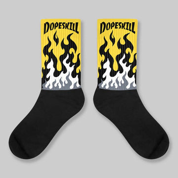 Tour Yellow 4s DopeSkill Sublimated Socks FIRE Graphic