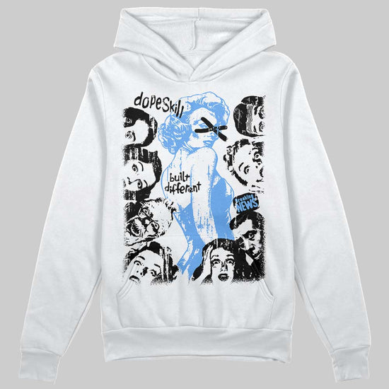Jordan 5 Black University Blue DopeSkill Hoodie Sweatshirt Built Different Graphic Streetwear - White