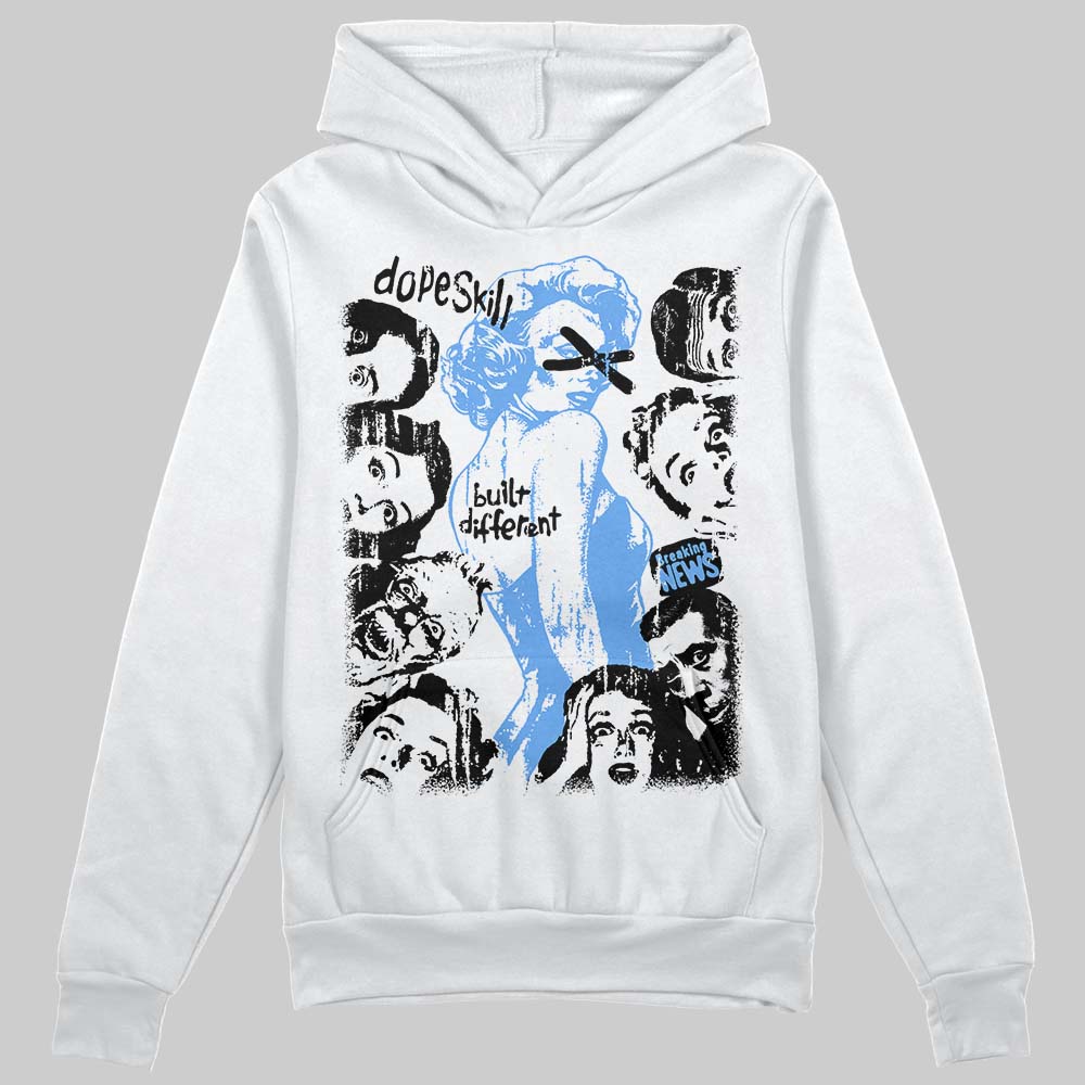 Jordan 5 Black University Blue DopeSkill Hoodie Sweatshirt Built Different Graphic Streetwear - White