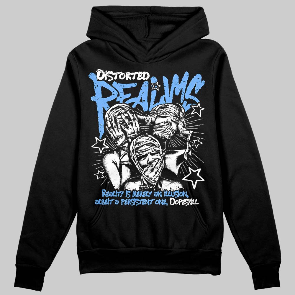 Jordan 5 Black University Blue DopeSkill Hoodie Sweatshirt Distorted Realms Graphic Streetwear - Black