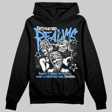 Jordan 5 Black University Blue DopeSkill Hoodie Sweatshirt Distorted Realms Graphic Streetwear - Black