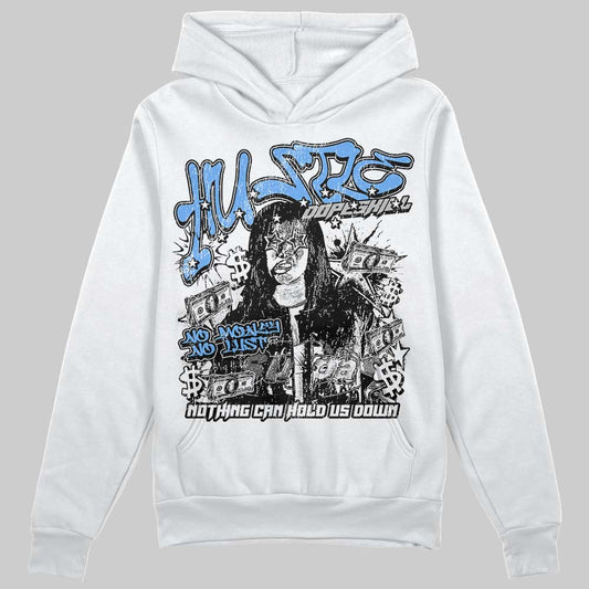Jordan 5 Black University Blue DopeSkill Hoodie Sweatshirt No Money No Lust Graphic Streetwear - White
