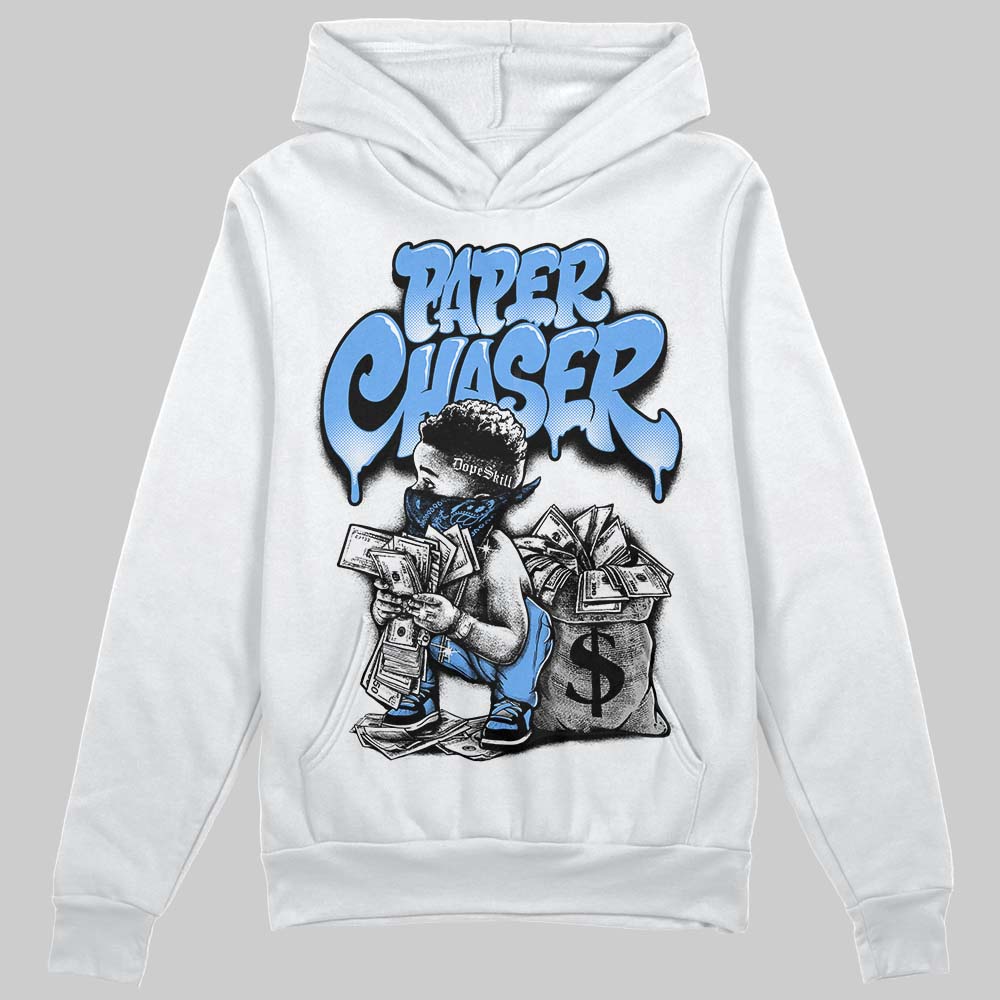 Jordan 5 Black University Blue DopeSkill Hoodie Sweatshirt Paper Chaser Boy Graphic Streetwear - White 