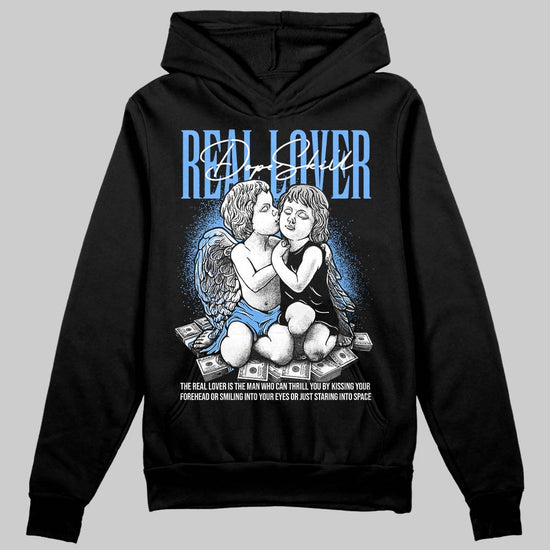 Jordan 5 Black University Blue DopeSkill Hoodie Sweatshirt Real Lover Graphic Streetwear - Black