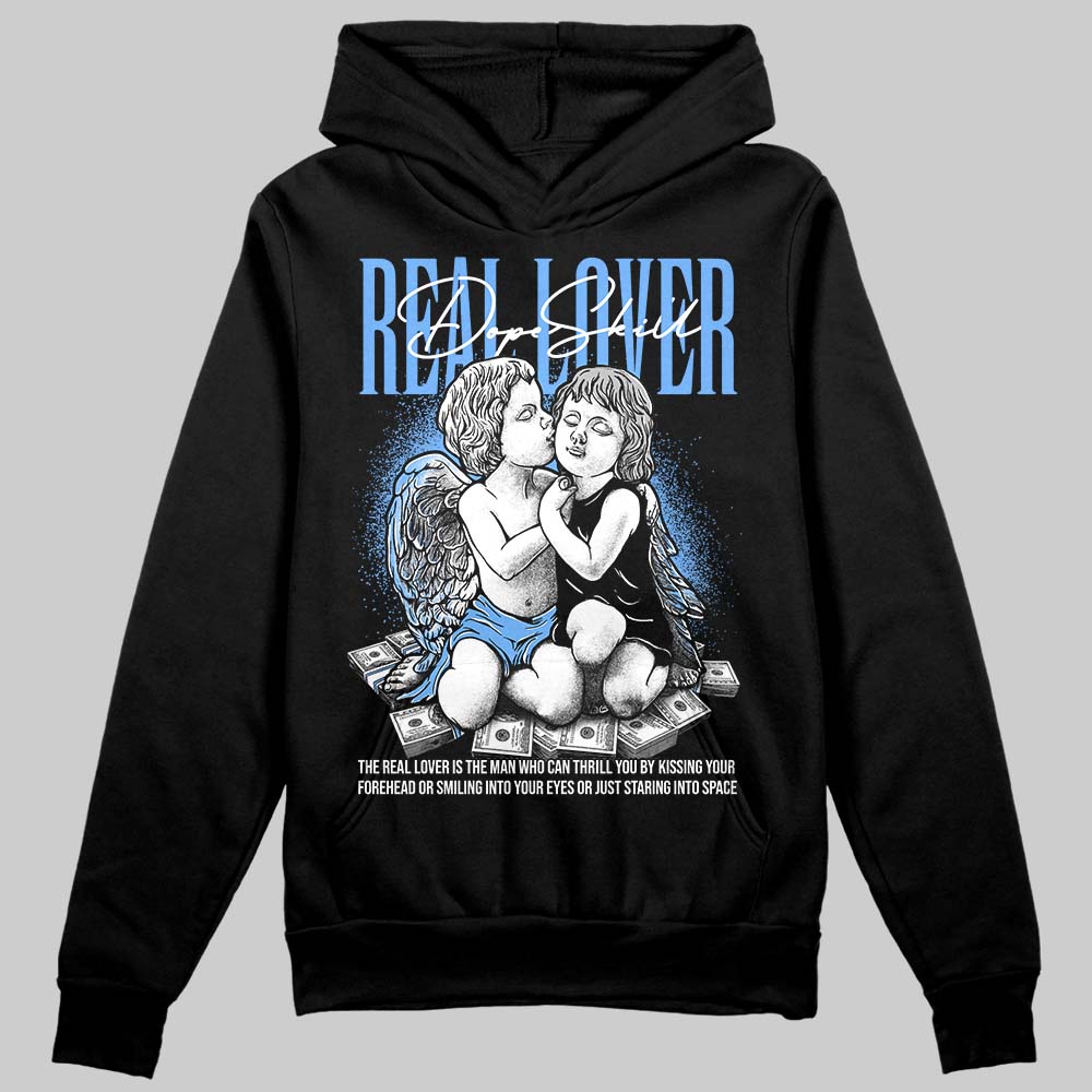 Jordan 5 Black University Blue DopeSkill Hoodie Sweatshirt Real Lover Graphic Streetwear - Black