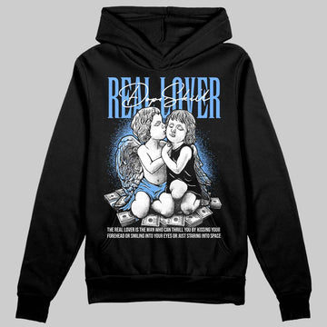 Jordan 5 Black University Blue DopeSkill Hoodie Sweatshirt Real Lover Graphic Streetwear - Black