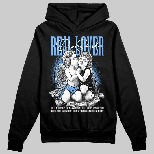Jordan 5 Black University Blue DopeSkill Hoodie Sweatshirt Real Lover Graphic Streetwear - Black