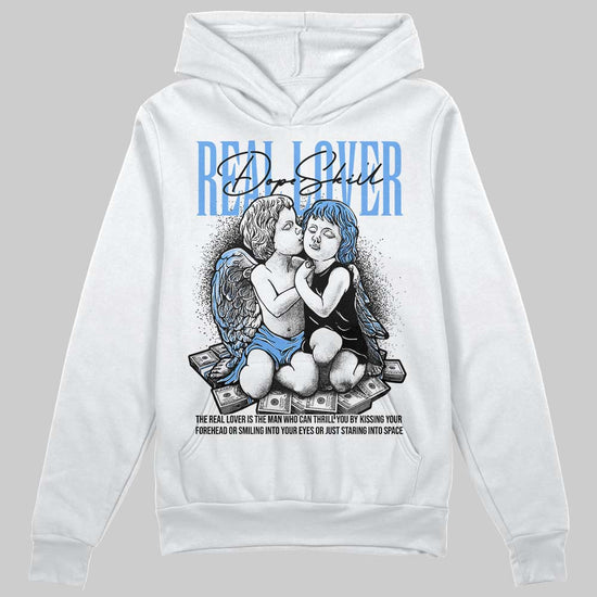 Jordan 5 Black University Blue DopeSkill Hoodie Sweatshirt Real Lover Graphic Streetwear - White