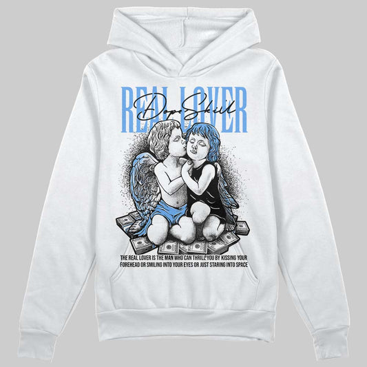 Jordan 5 Black University Blue DopeSkill Hoodie Sweatshirt Real Lover Graphic Streetwear - White