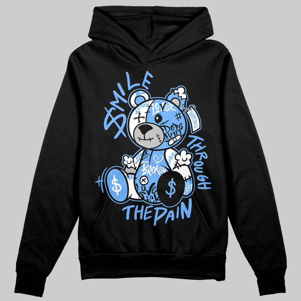 Jordan 5 Black University Blue DopeSkill Hoodie Sweatshirt Smile Through The Pain Graphic Streetwear - Black
