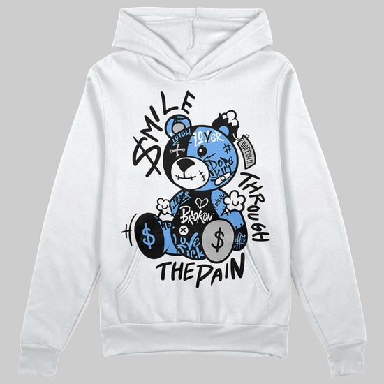 Jordan 5 Black University Blue DopeSkill Hoodie Sweatshirt Smile Through The Pain Graphic Streetwear - White