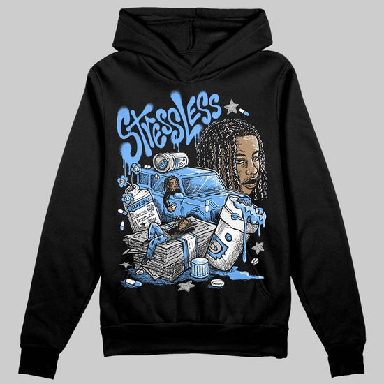 Jordan 5 Black University Blue DopeSkill Hoodie Sweatshirt Stressless Graphic Streetwear - Black