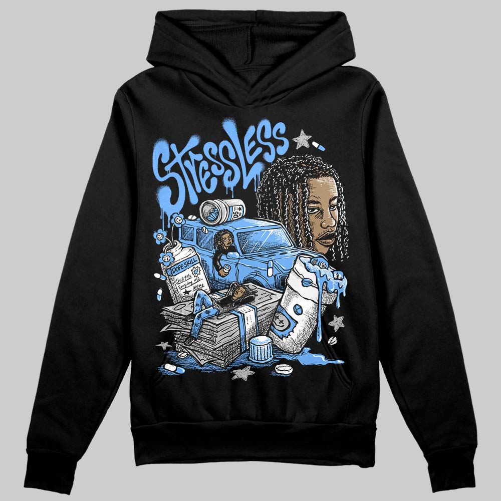 Jordan 5 Black University Blue DopeSkill Hoodie Sweatshirt Stressless Graphic Streetwear - Black