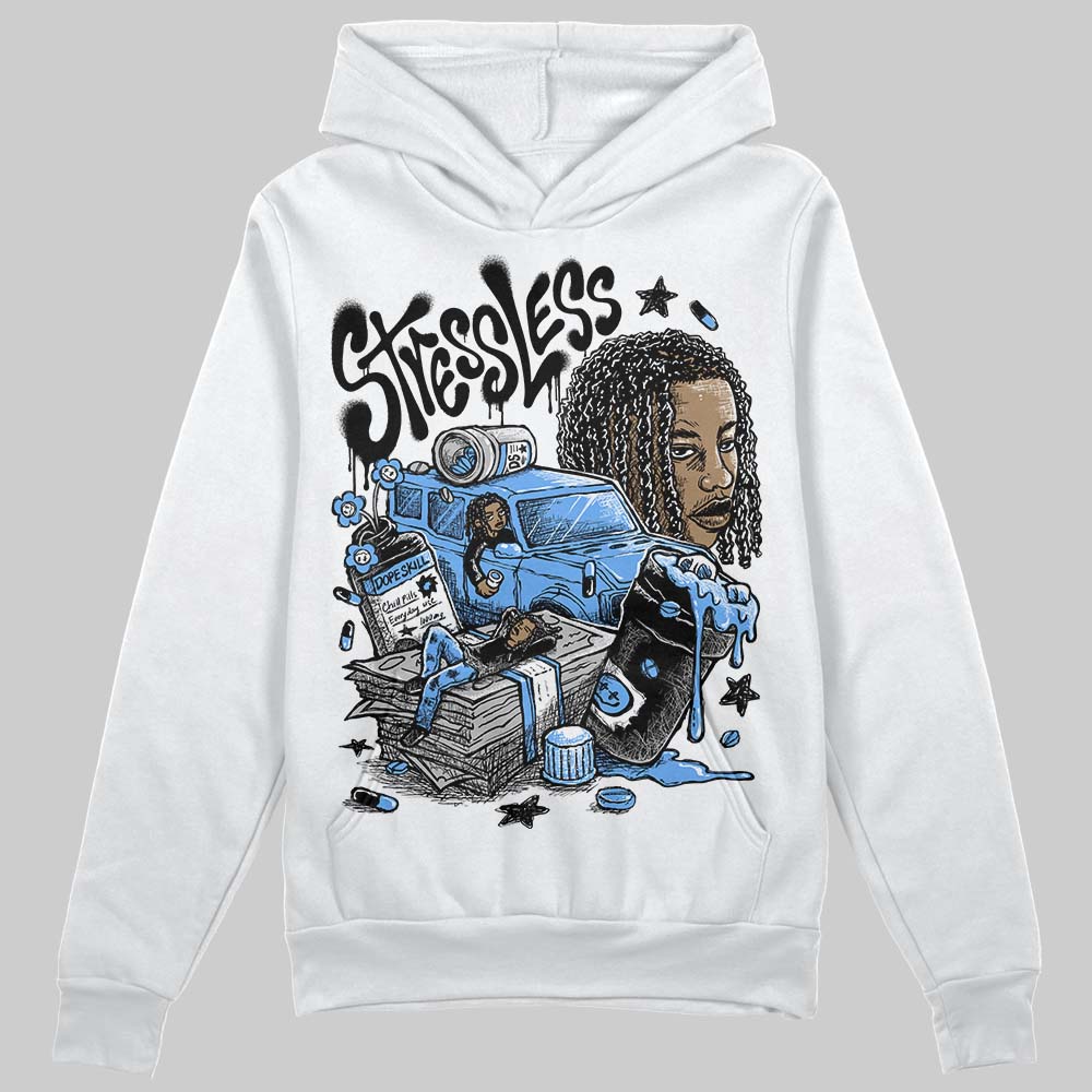 Jordan 5 Black University Blue DopeSkill Hoodie Sweatshirt Stressless Graphic Streetwear - White