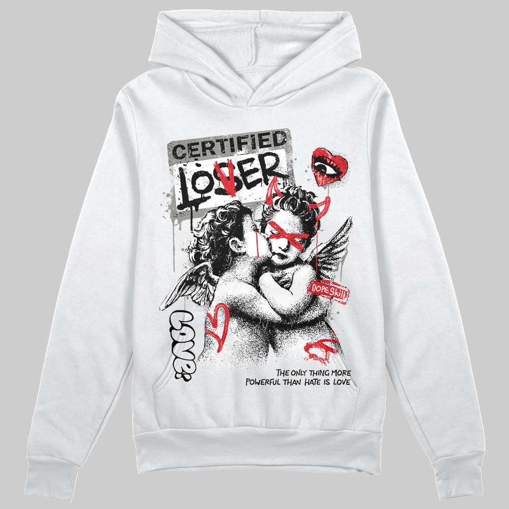 Jordan 4 Bred DopeSkill Hoodie Sweatshirt Certified Lover Graphic Streetwear - White 