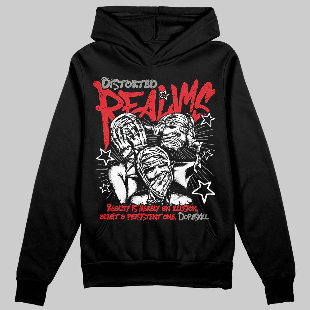 Jordan 4 Bred DopeSkill Hoodie Sweatshirt Distorted Realms Graphic Streetwear - Black