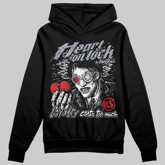 Jordan 4 Bred DopeSkill Hoodie Sweatshirt Heart On Lock Graphic Streetwear - Black