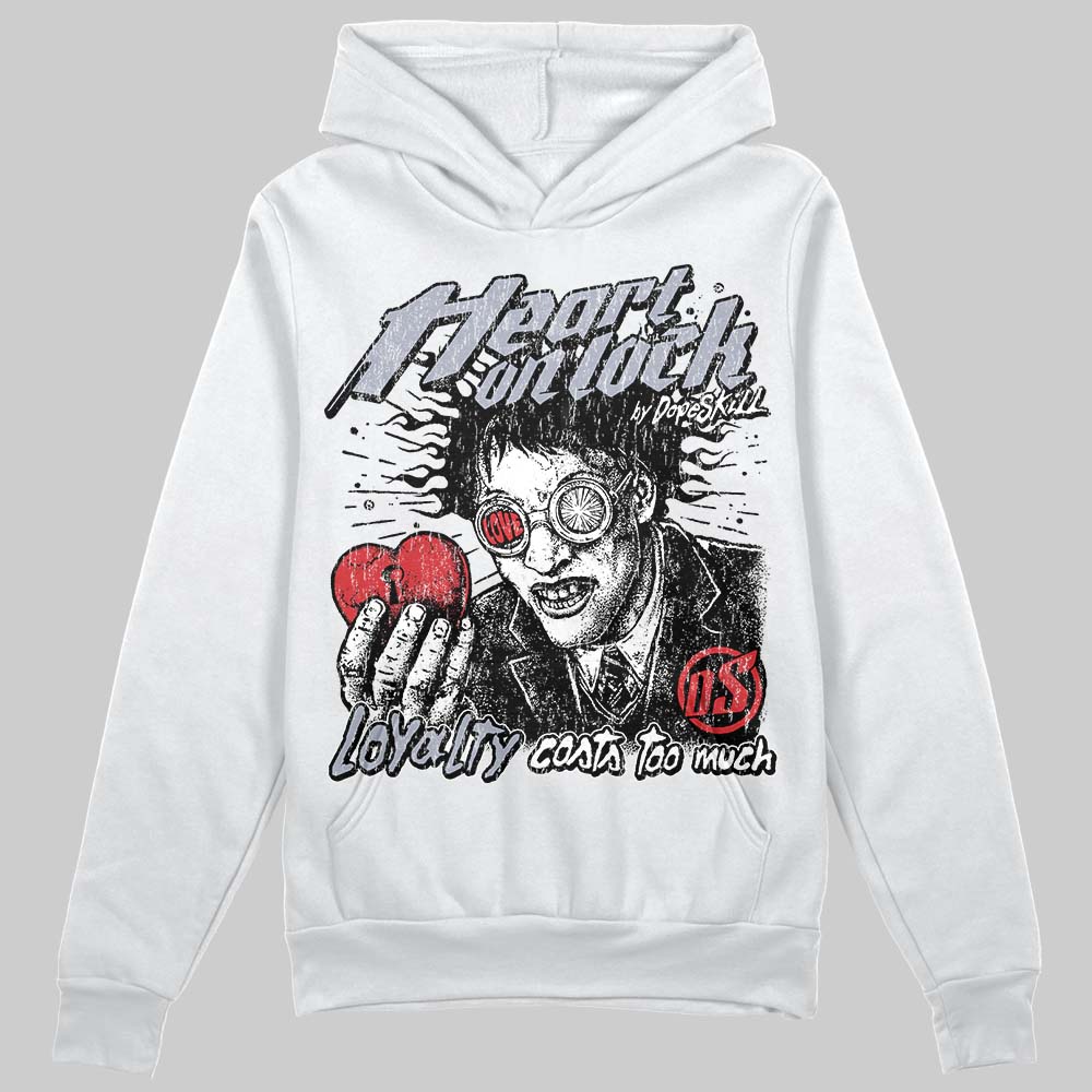 Jordan 4 Bred DopeSkill Hoodie Sweatshirt Heart On Lock Graphic Streetwear - White