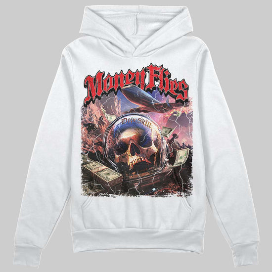 Jordan 4 Bred DopeSkill Hoodie Sweatshirt Money Flies Graphic Streetwear - White