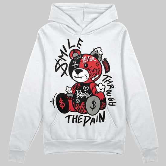 Jordan 4 Bred DopeSkill Hoodie Sweatshirt Smile Through The Pain Graphic Streetwear - White