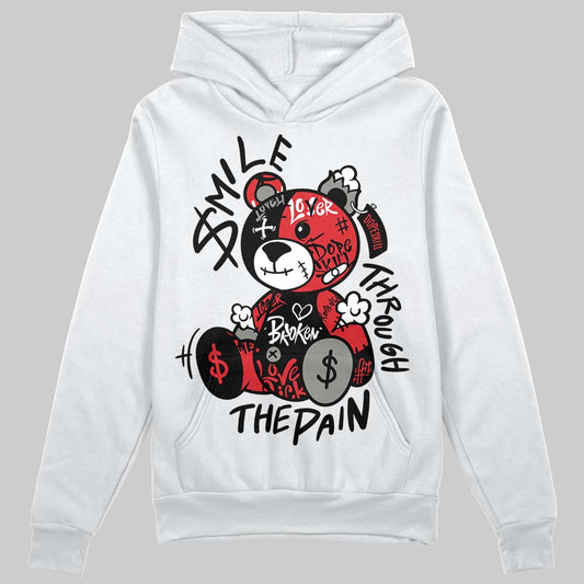 Jordan 4 Bred DopeSkill Hoodie Sweatshirt Smile Through The Pain Graphic Streetwear - White