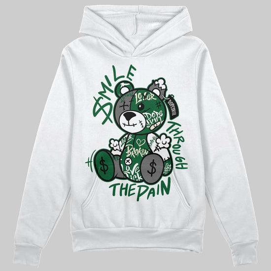 Jordan 14 Forest Green DopeSkill Hoodie Sweatshirt Smile Through The Pain Graphic Streetwear - White