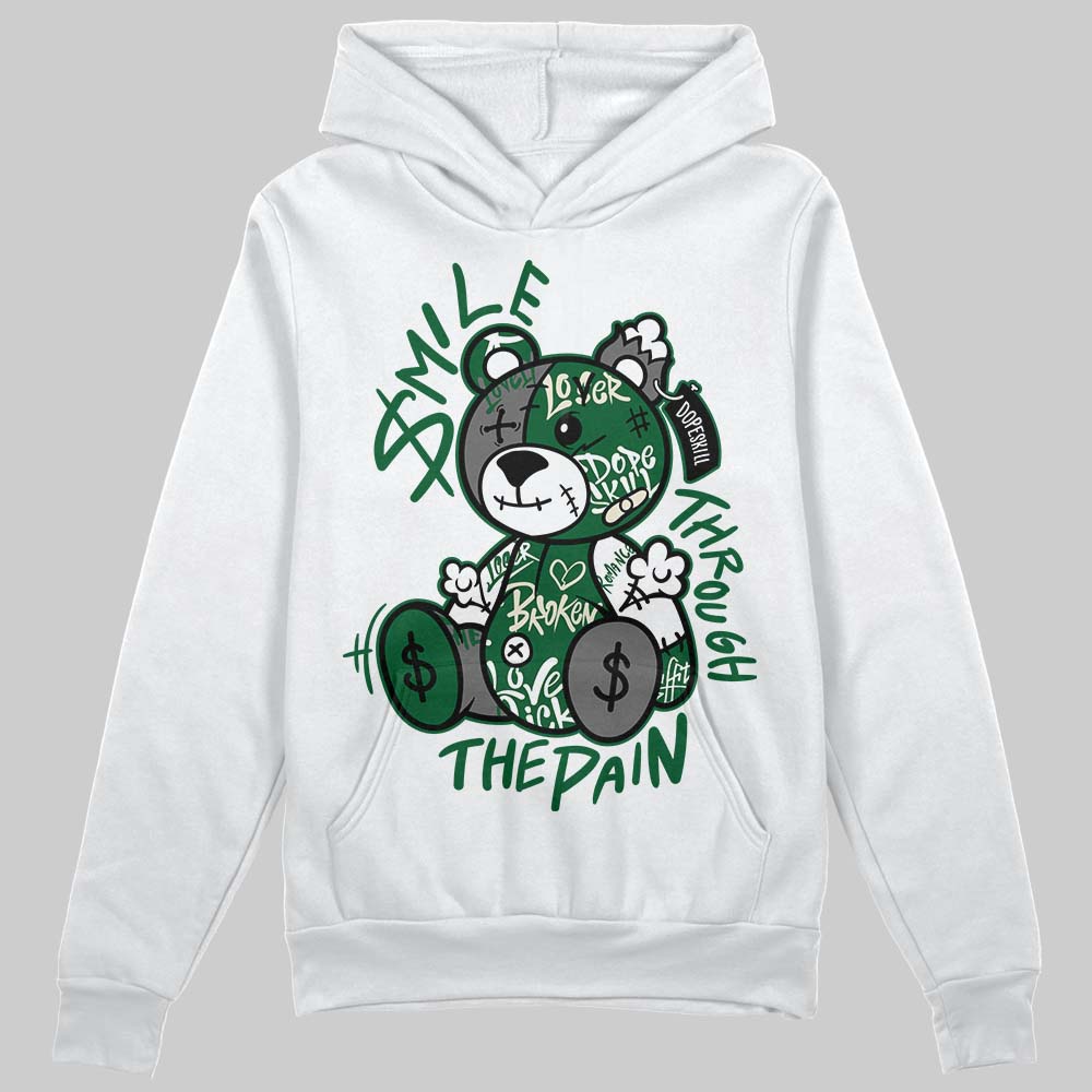 Jordan 14 Forest Green DopeSkill Hoodie Sweatshirt Smile Through The Pain Graphic Streetwear - White