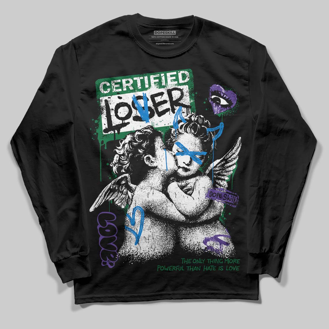 Jordan 12 Bucks DopeSkill Long Sleeve T-Shirt Certified Lover Graphic Streetwear - Black