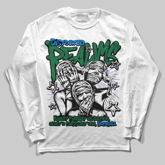 Jordan 12 Bucks DopeSkill Long Sleeve T-Shirt Distorted Realms Graphic Streetwear - White