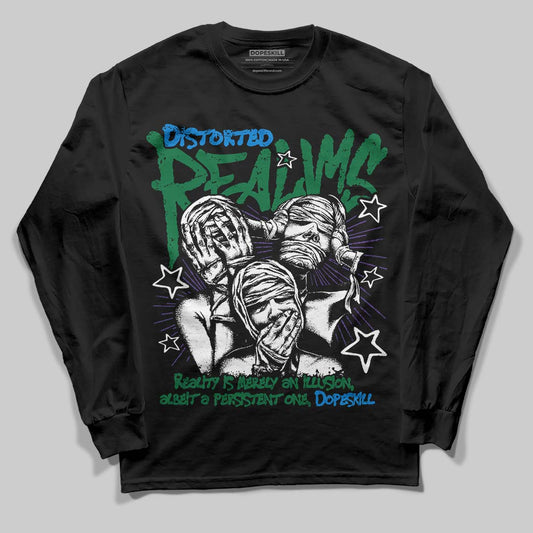 Jordan 12 Bucks DopeSkill Long Sleeve T-Shirt Distorted Realms Graphic Streetwear - Black