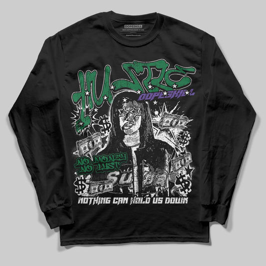 Jordan 12 Bucks DopeSkill Long Sleeve T-Shirt No Money No Lust Graphic Streetwear - Black