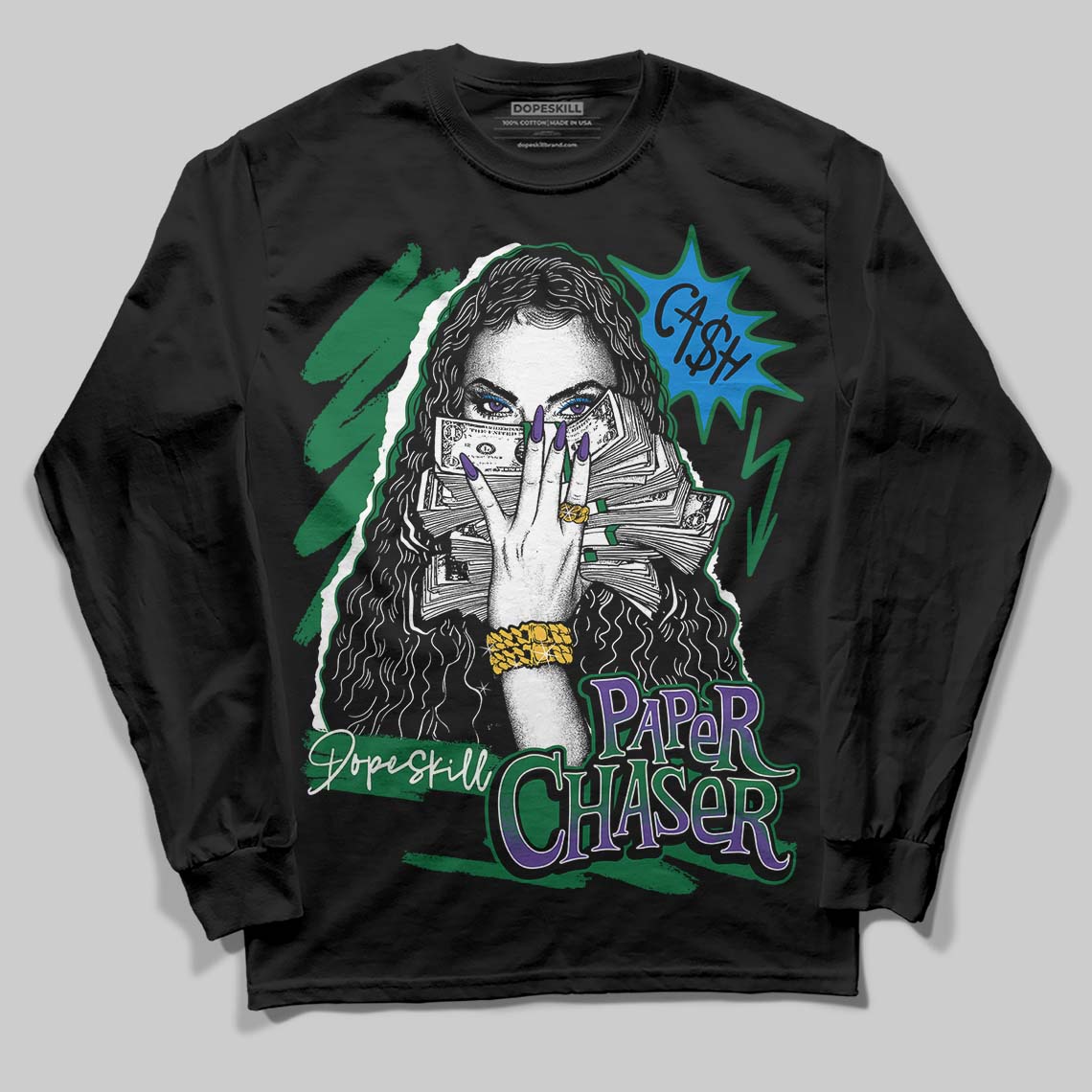 Jordan 12 Bucks DopeSkill Long Sleeve T-Shirt NPC Graphic Streetwear - Black