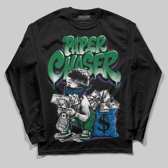 Jordan 12 Bucks DopeSkill Long Sleeve T-Shirt Paper Chaser Boy Graphic Streetwear - Black
