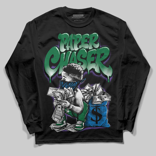 Jordan 12 Bucks DopeSkill Long Sleeve T-Shirt Paper Chaser Boy Graphic Streetwear - Black