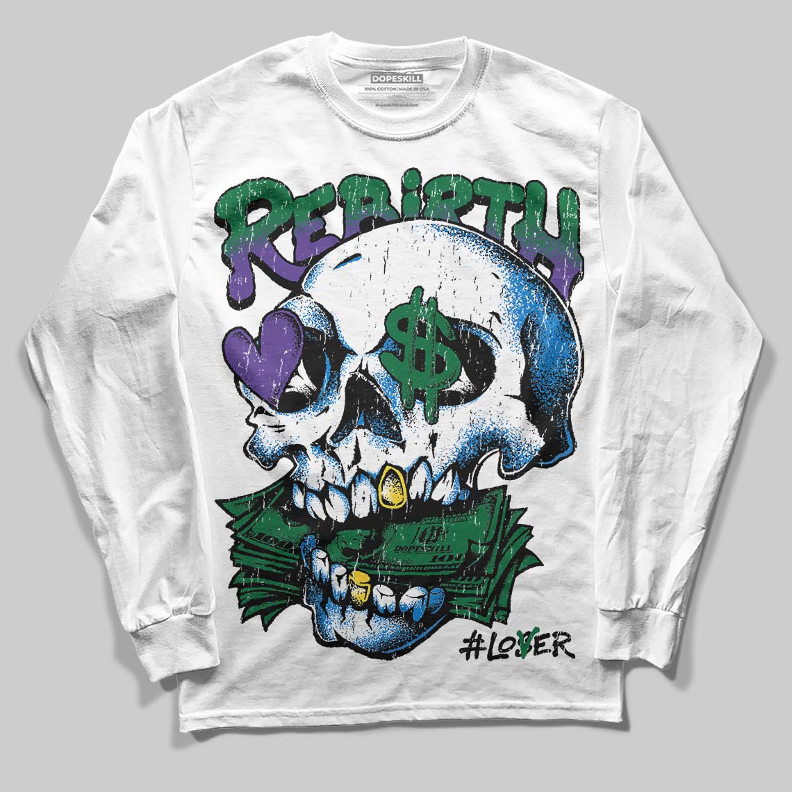 Jordan 12 Bucks DopeSkill Long Sleeve T-Shirt Rebirth Graphic Streetwear - White