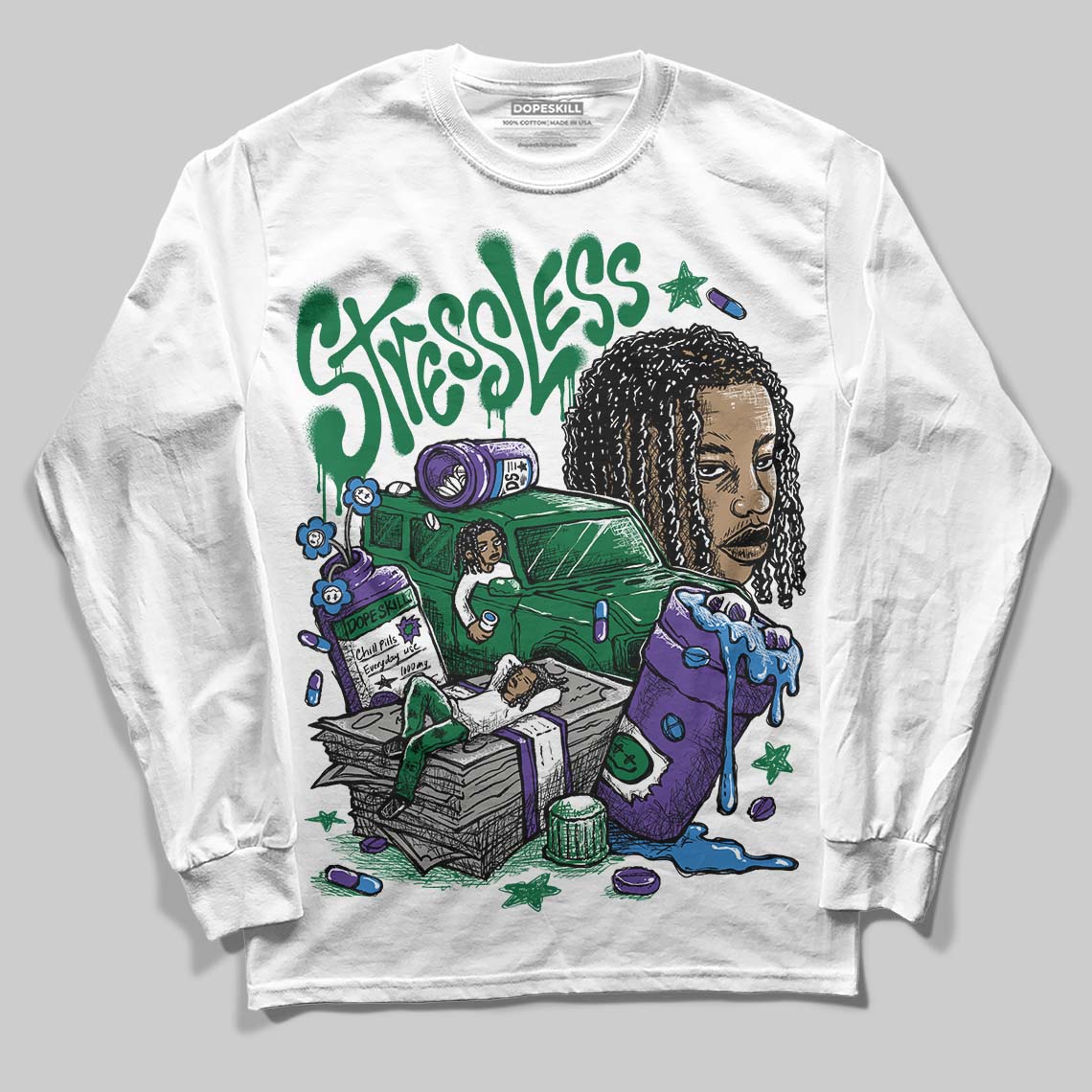 Jordan 12 Bucks DopeSkill Long Sleeve T-Shirt Stressless Graphic Streetwear - White