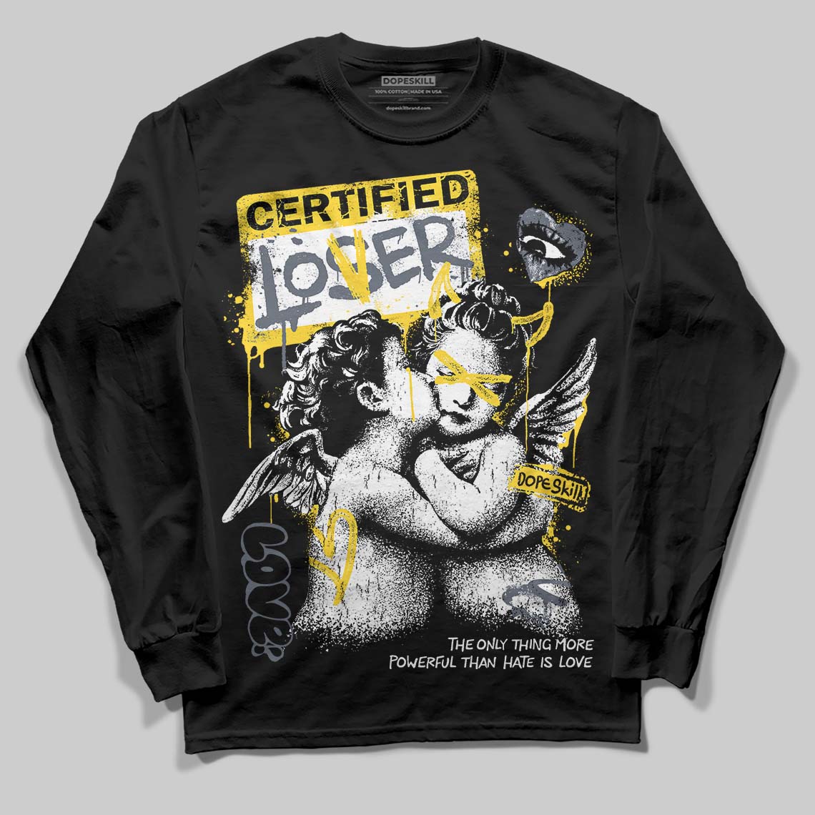 Jordan 4 Tour Yellow DopeSkill Long Sleeve T-Shirt Certified Lover Graphic Streetwear - Black