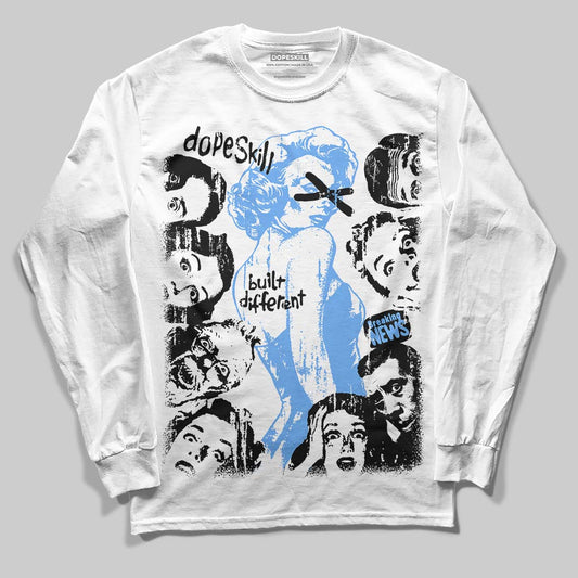 Jordan 5 Black University Blue DopeSkill Long Sleeve T-Shirt Built Different Graphic Streetwear - White