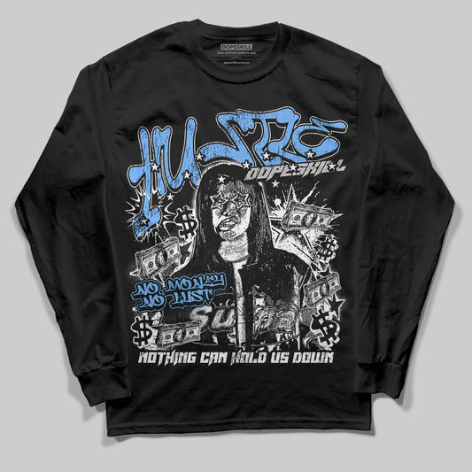 Jordan 5 Black University Blue DopeSkill Long Sleeve T-Shirt No Money No Lust Graphic Streetwear - Black