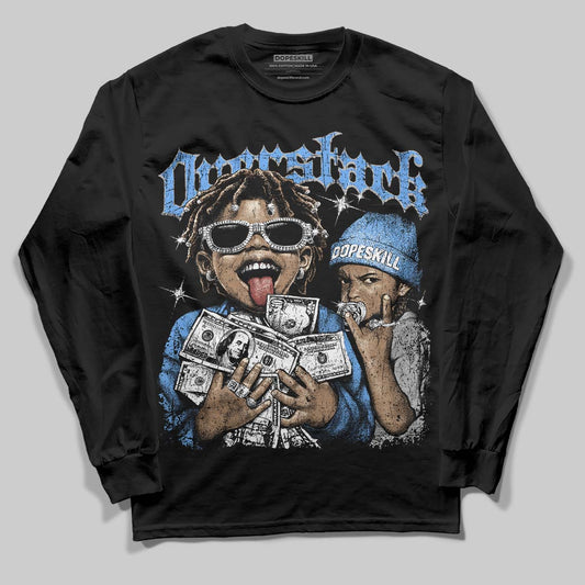 Jordan 5 Black University Blue DopeSkill Long Sleeve T-Shirt Overstack Graphic Streetwear - Black